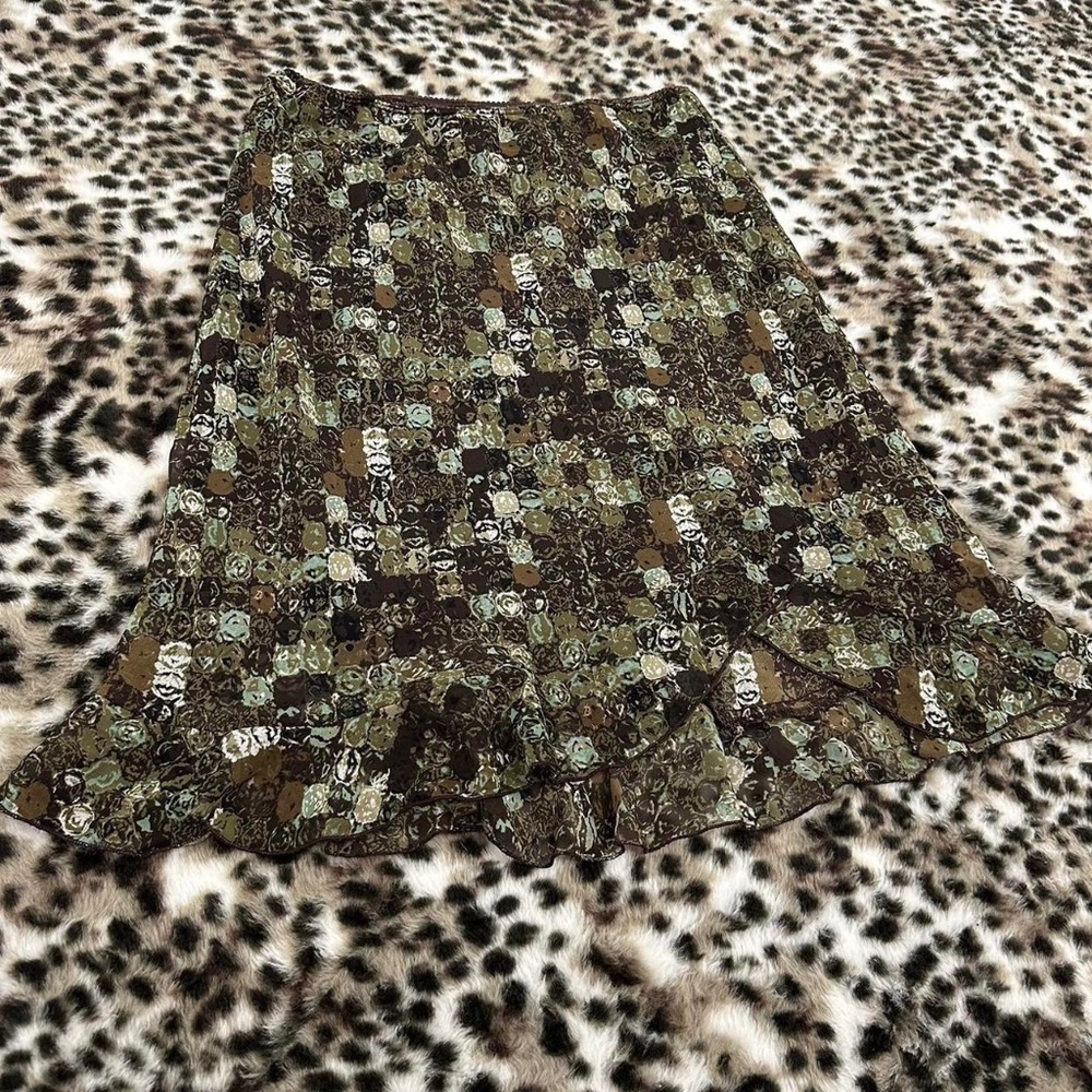 Green and brown y2k Midi Skirt